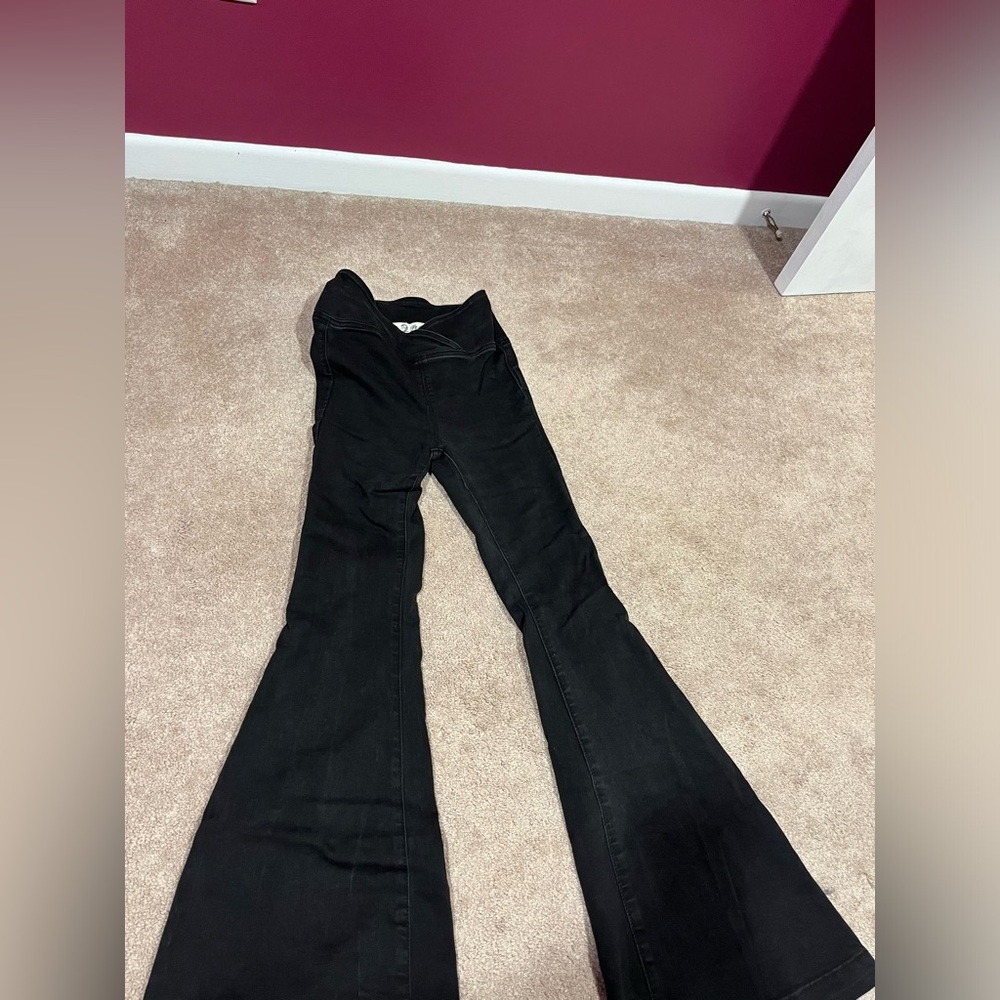 Free People Flare Black Stretchy Jeans